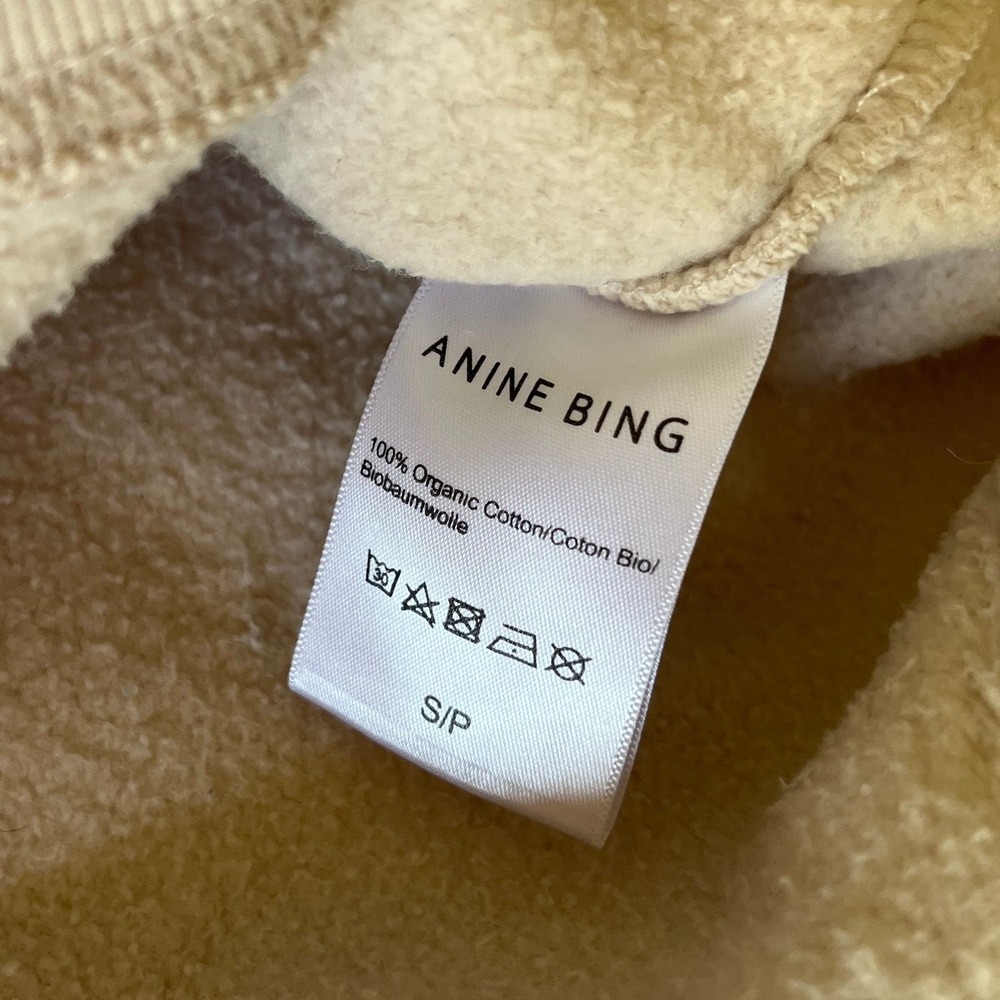Anine Bing Ramona University Crewneck Sweatshirt Stone 100% Cotton Small - Picture 3 of 16